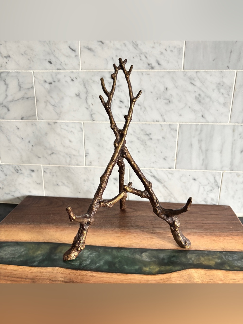 Vintage Brass Twig Easel Stand | Folding Branch Style Book, Plate, Art Stand